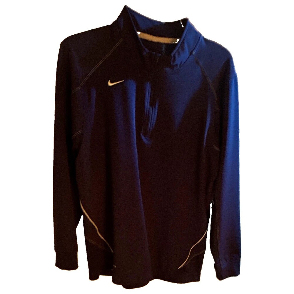 Nike Dri-FIT Men's Moisture Wicking 1/4 Zip Blue Pullover Polyester M